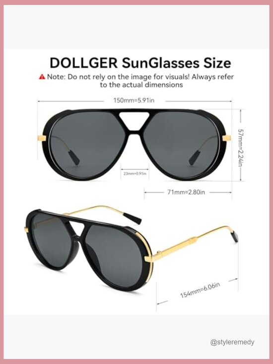 Oversized Aviator Sunglasses with UV400 Protection, Lightweight Plastic Frame main image 7